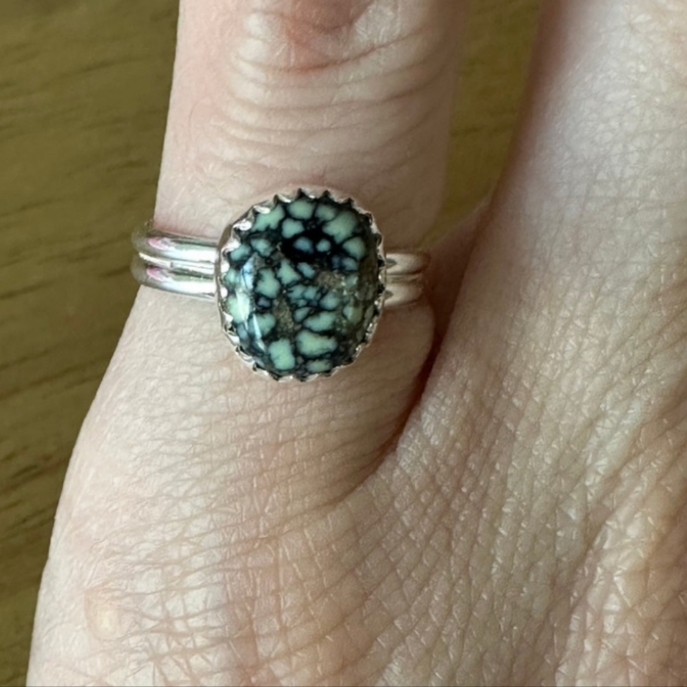 Poseidon varisite sterling silver ring - Picture 2 of 6